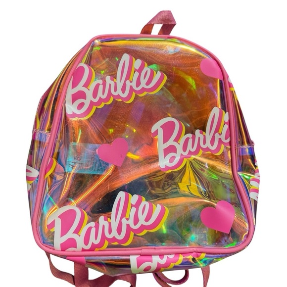 H&M Iridescent Backpack Small Pink Barbie Clear Girls - Picture 4 of 5